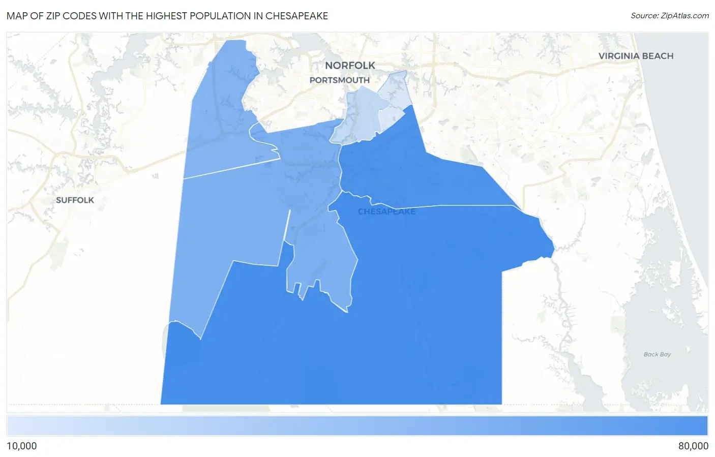 Highest Population In Chesapeakezip Code In 2025 | Zip Atlas with regard to Chesapeake Virginia Zip Code Map