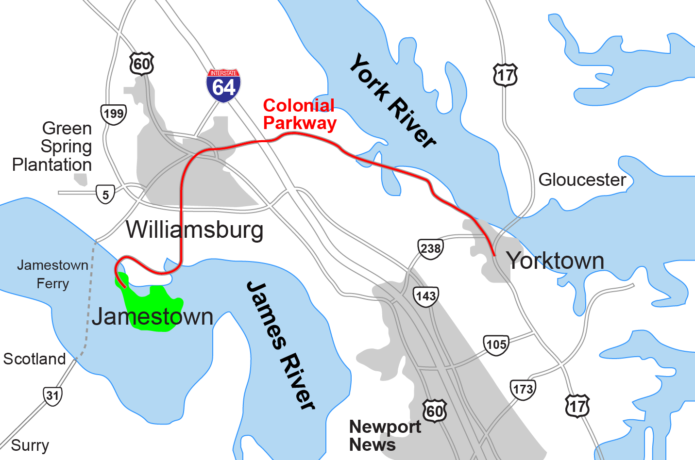 Historic Triangle - Wikipedia intended for Yorktown Virginia On A Map