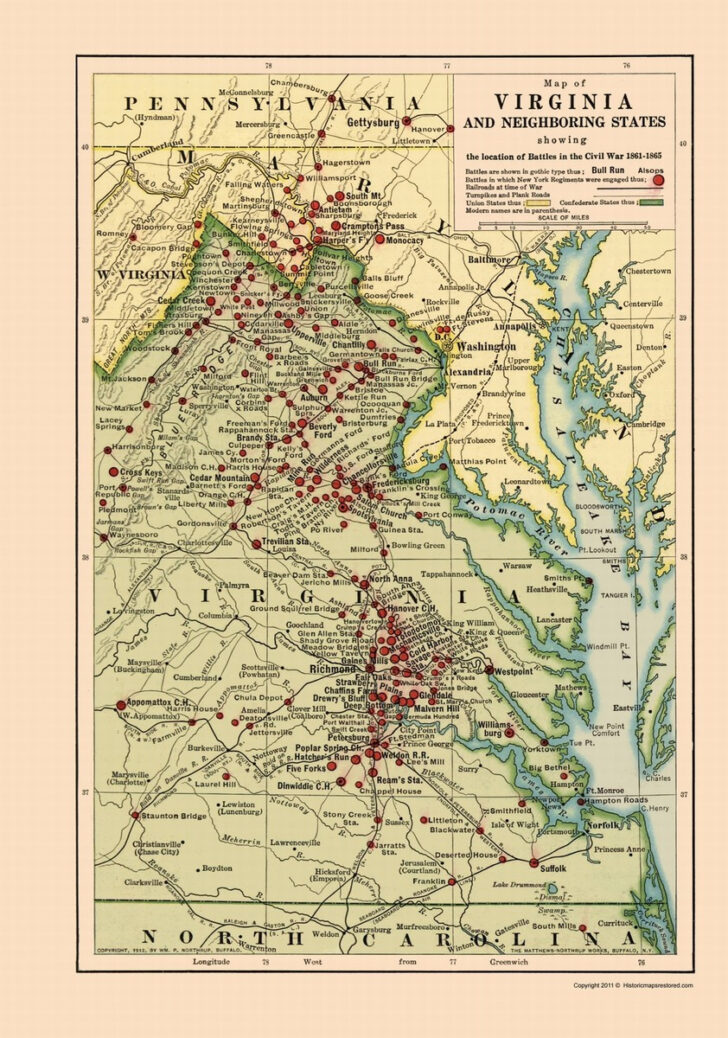 Civil War Battlefields in Virginia Map
