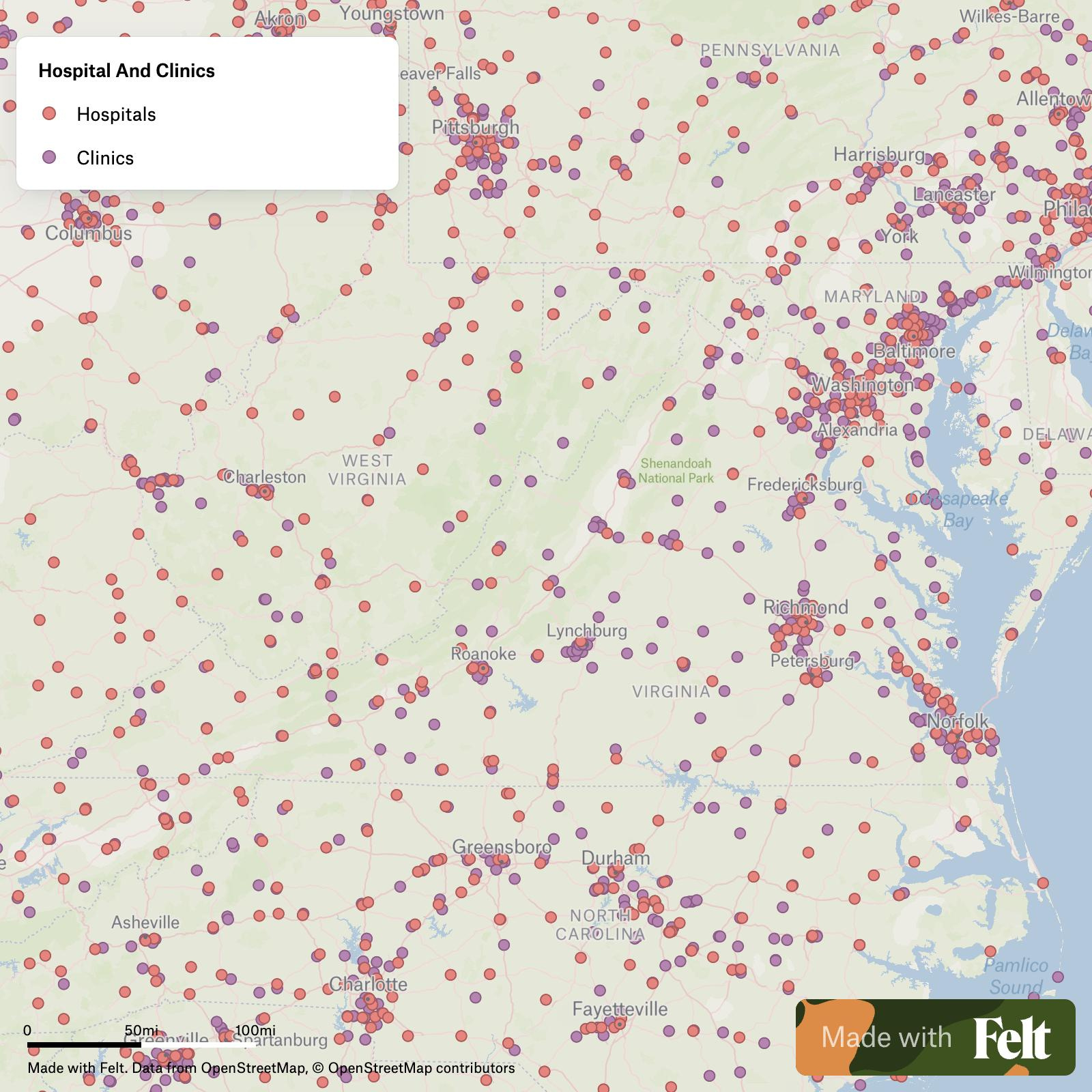 Hospitals And Clinics In Virginia within Map of Hospitals in Virginia