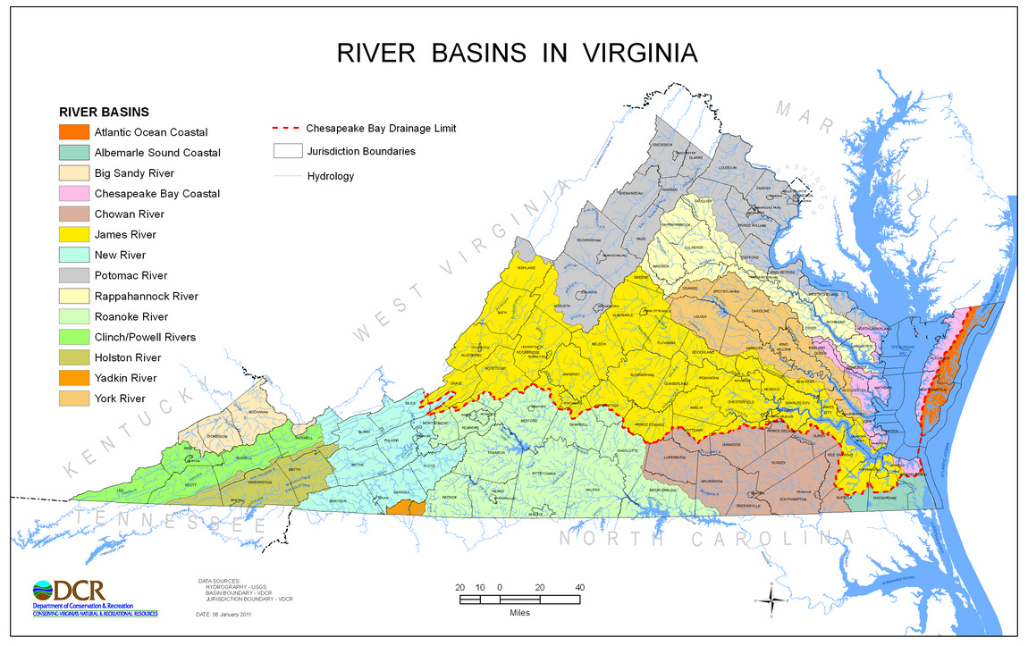 Hydrology | Inside The Crater in 3 Major Watersheds In Virginia Map