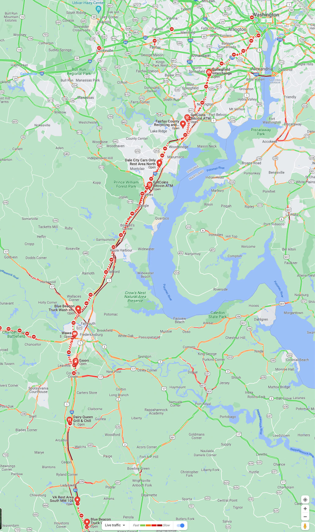 I-95 Snow Jam Between Fredericksburg And Washington Dc – Virginia with Map of I 95 in Virginia