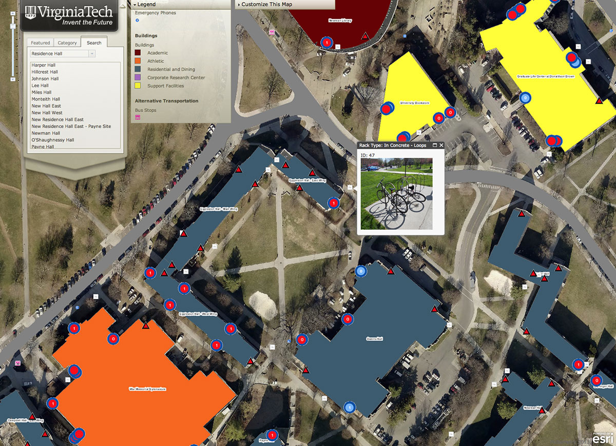 Interactive Virginia Tech Map Offers Customization, Rich Data throughout Virginia Tech Campus Map Interactive