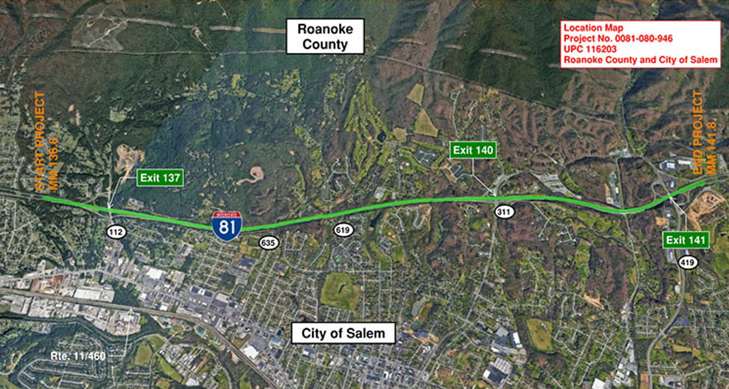 Interstate 81 Widening Exit 137 To 141 - Roanoke County And City intended for I 81 Virginia Road Conditions Map
