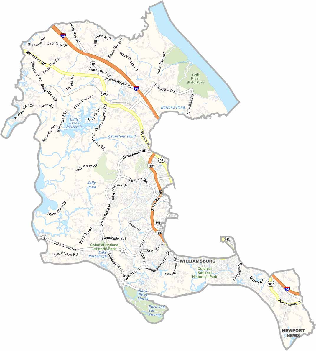 James City County Map, Virginia - Us County Maps with regard to Map Of James City County Virginia