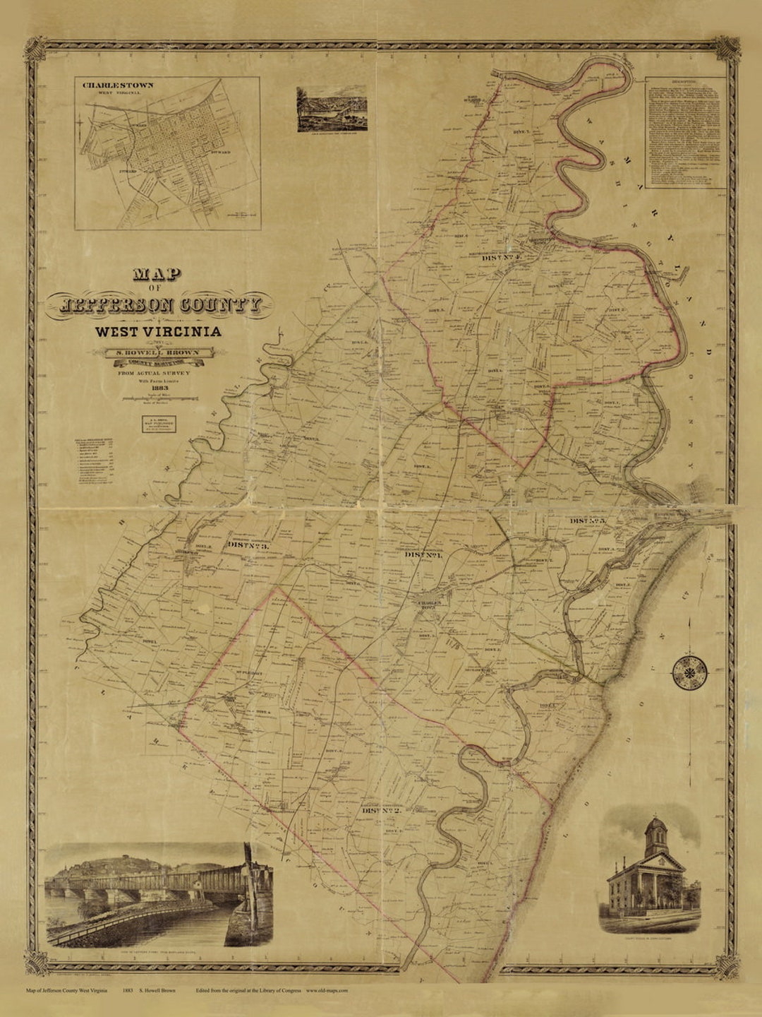 Jefferson County Map 1883 West Virginia - Old Wall Map With with Jefferson County West Virginia Map