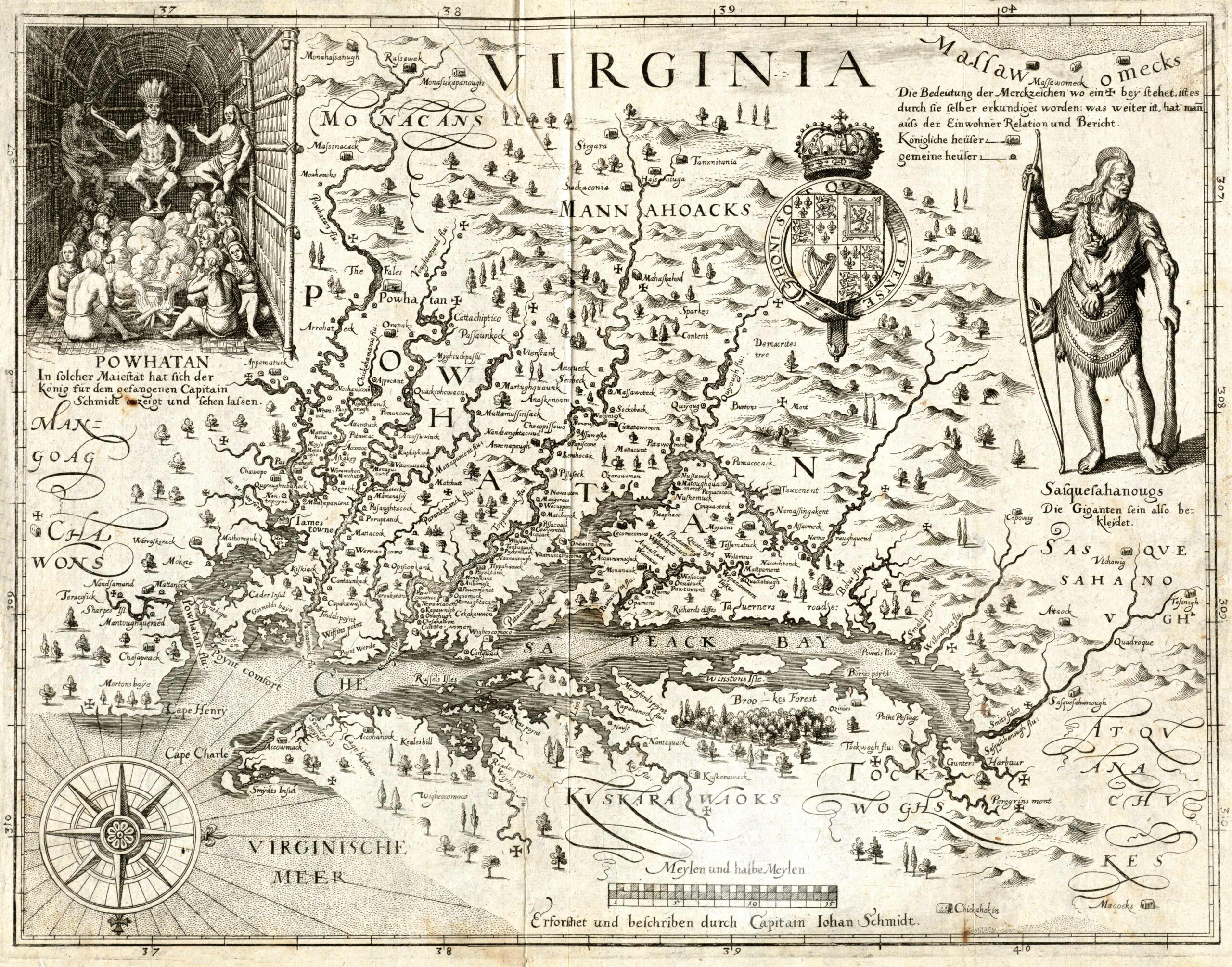 John Smith&amp;#039;S Map Of 1612 - Art Source International inside John Smith Map Of Virginia