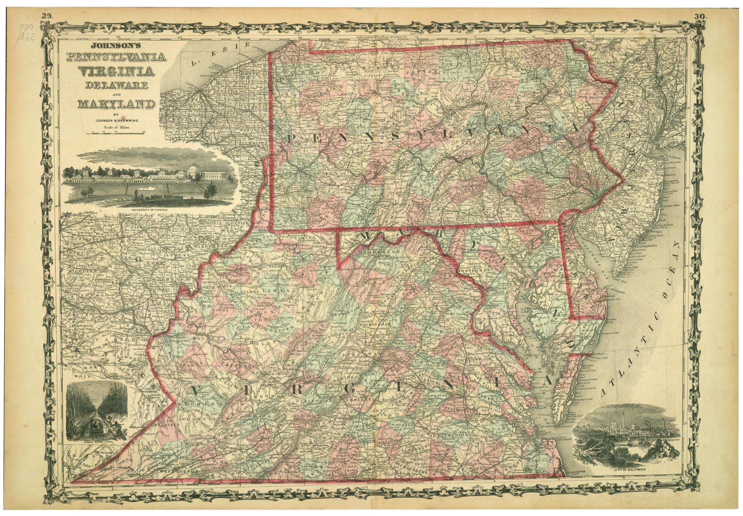 Johnson&amp;#039;S Pennsylvania, Virginia, Delaware, And Maryland | Library throughout Map Of Pennsylvania And Virginia