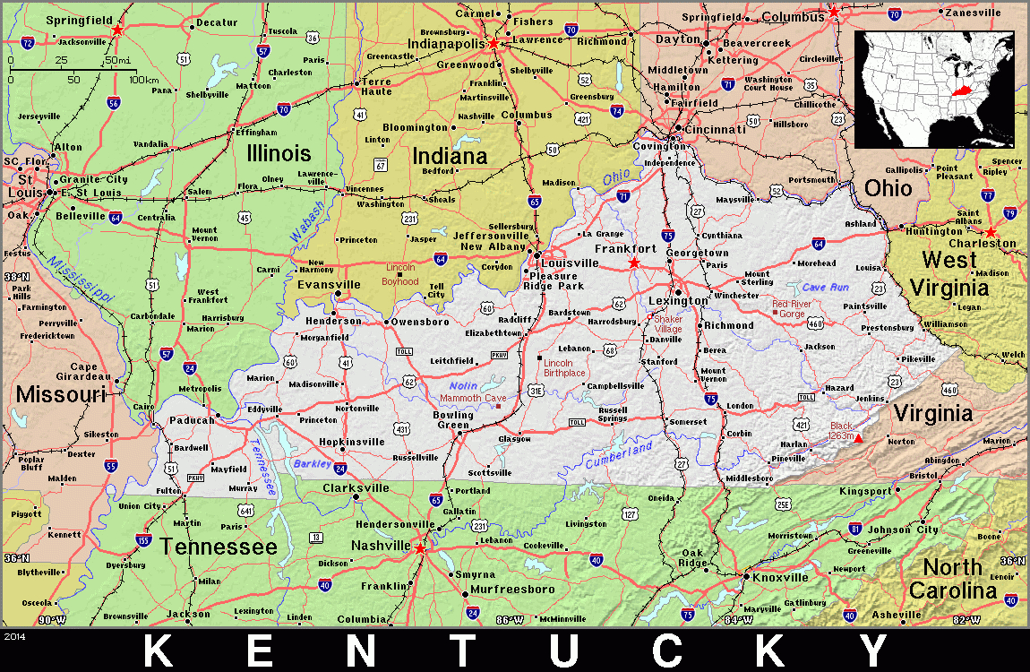 Ky · Kentucky · Public Domain Mapspat, The Free, Open Source with Map of Kentucky West Virginia