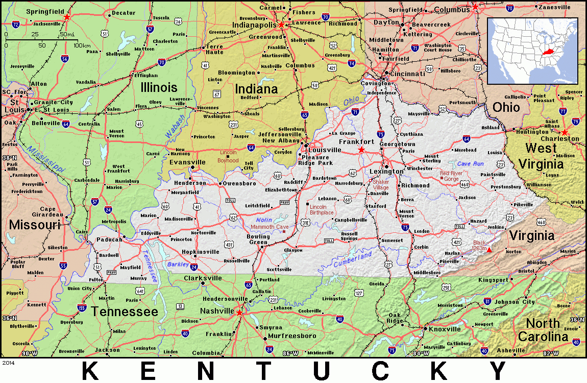 Ky · Kentucky · Public Domain Mapspat, The Free, Open Source with regard to Map of Kentucky and Virginia