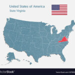 Landkarte Land Usa Und Staat Virginia Lizenzfreier Vektor Throughout Virginia On The United States Map