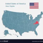 Landkarte Land Usa Und Staat Virginia Lizenzfreier Vektor Within Virginia State On Us Map
