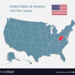 Landkarte Land Usa Und Staat West Virginia Vektorbild Throughout West Virginia On Us Map