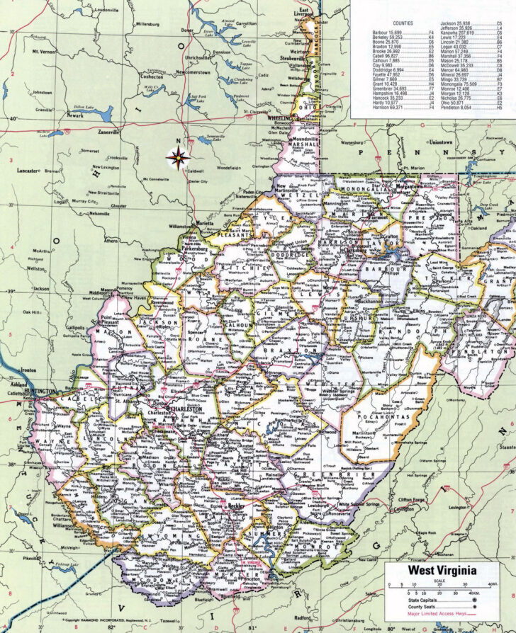 Map of West Virginia Cities and Counties