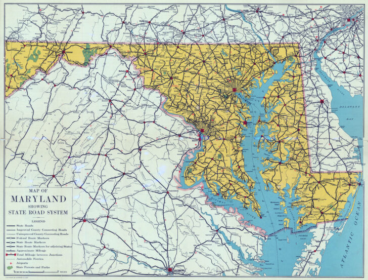 Road Map of Maryland and Virginia