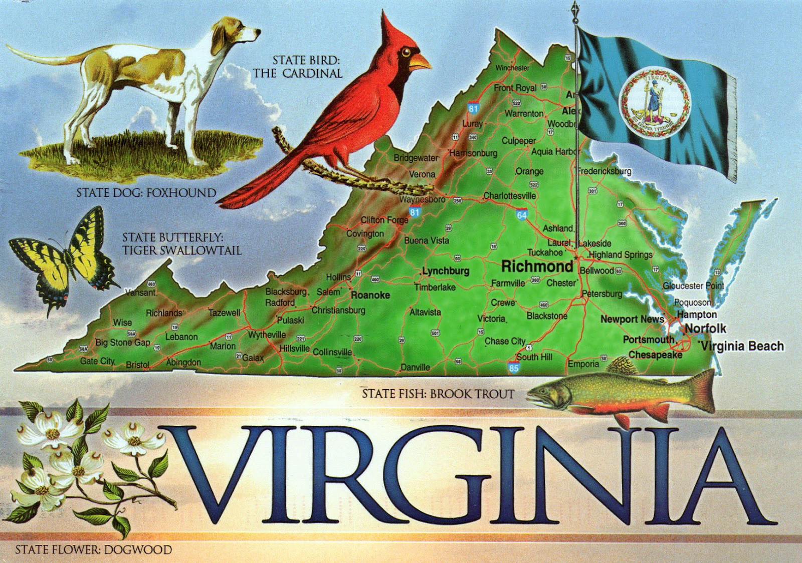 Large Detailed Tourist Map Of The State Of Virginia | Vidiani with regard to Tourist Map of Virginia with Cities