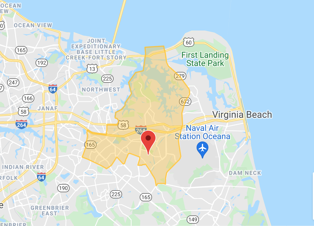 League Boundary within Virginia Beach School District Map