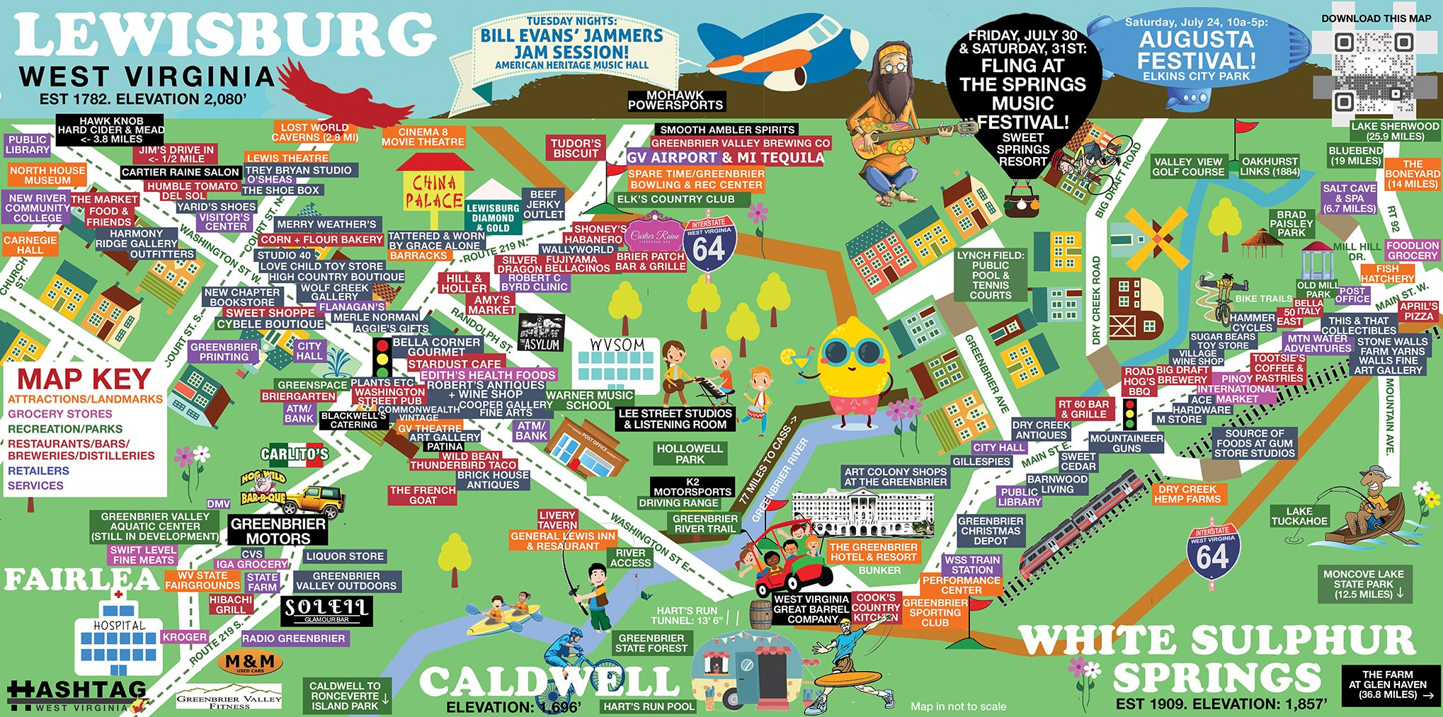 Lewisburg, White Sulphur Springs Wv Cartoon Map! – Hashtag West in Map of Lewisburg West Virginia