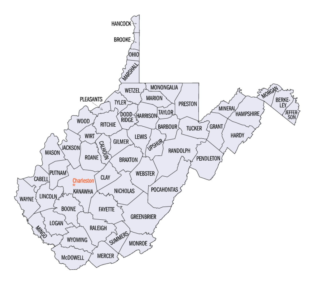 List Of Counties In West Virginia - Wikiwand within Clay County West Virginia Map