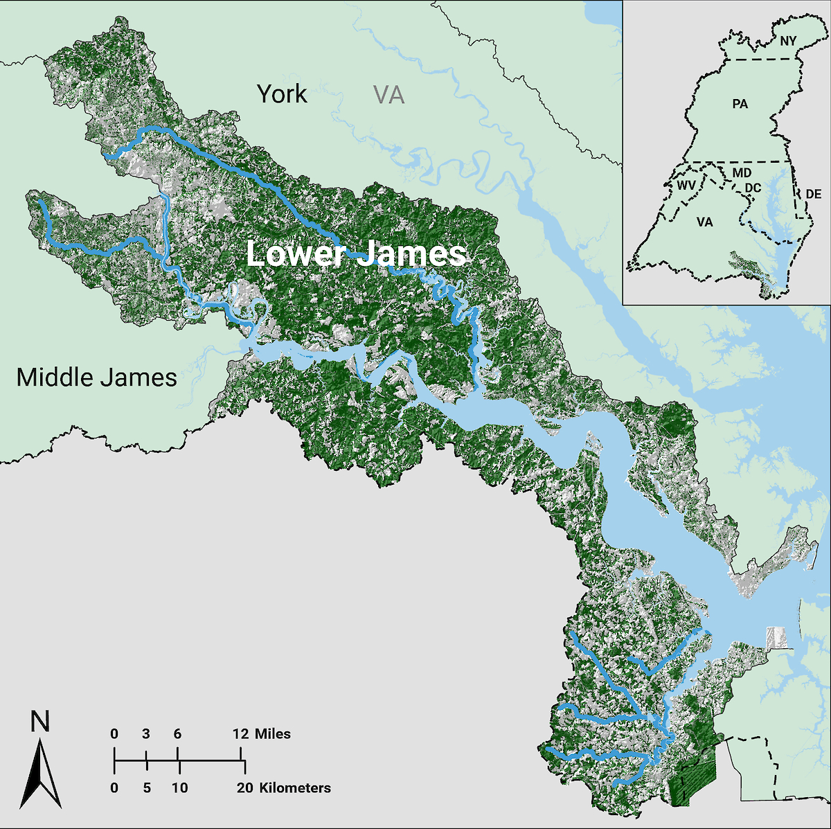 Lower James • Ecohealth Report Cards intended for Map of James River in Virginia