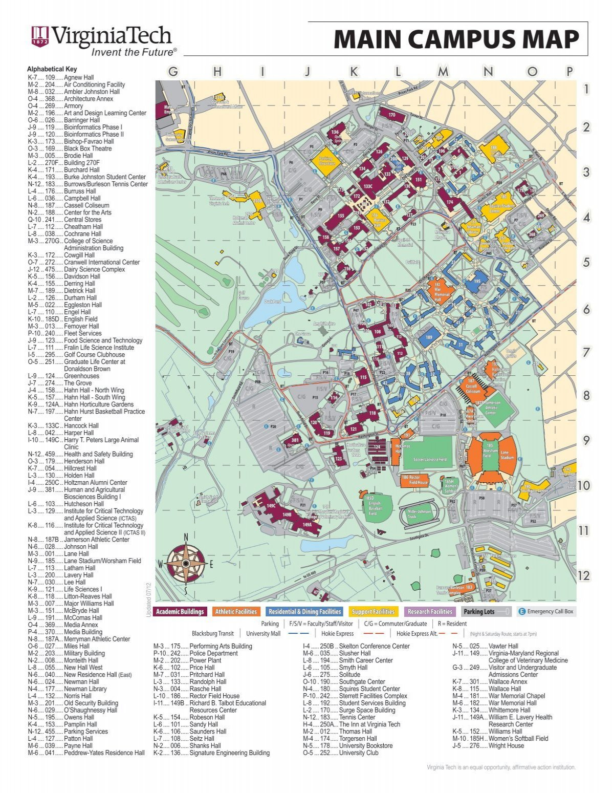 Main Campus Map - Virginia Tech inside Virginia Tech Commuter Parking Map