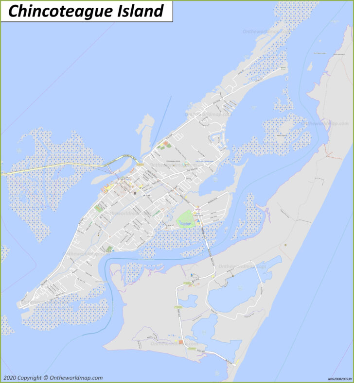 Map of Chincoteague Island Virginia