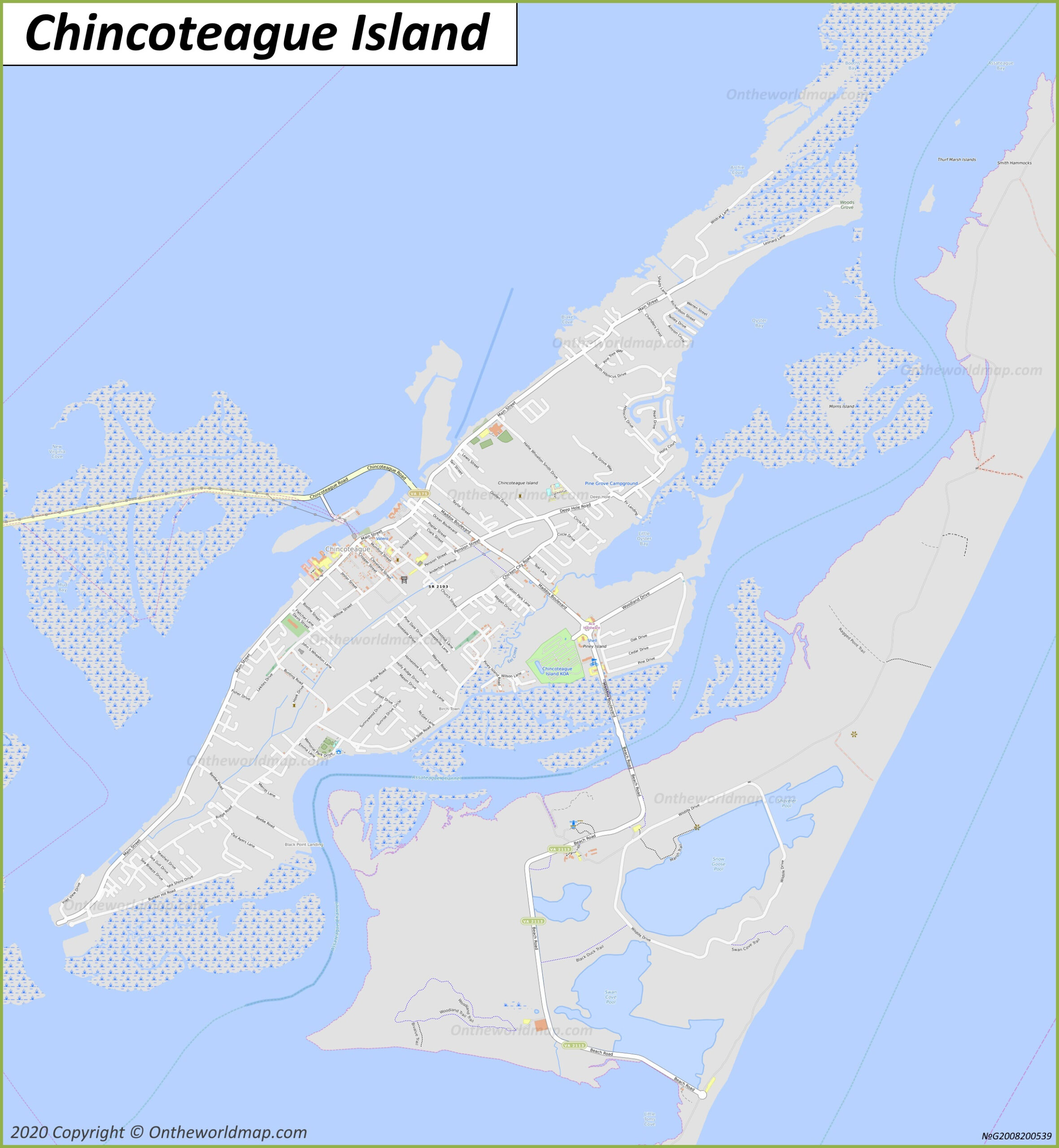Map Of Chincoteague Island - Ontheworldmap within Map Of Chincoteague Island Virginia