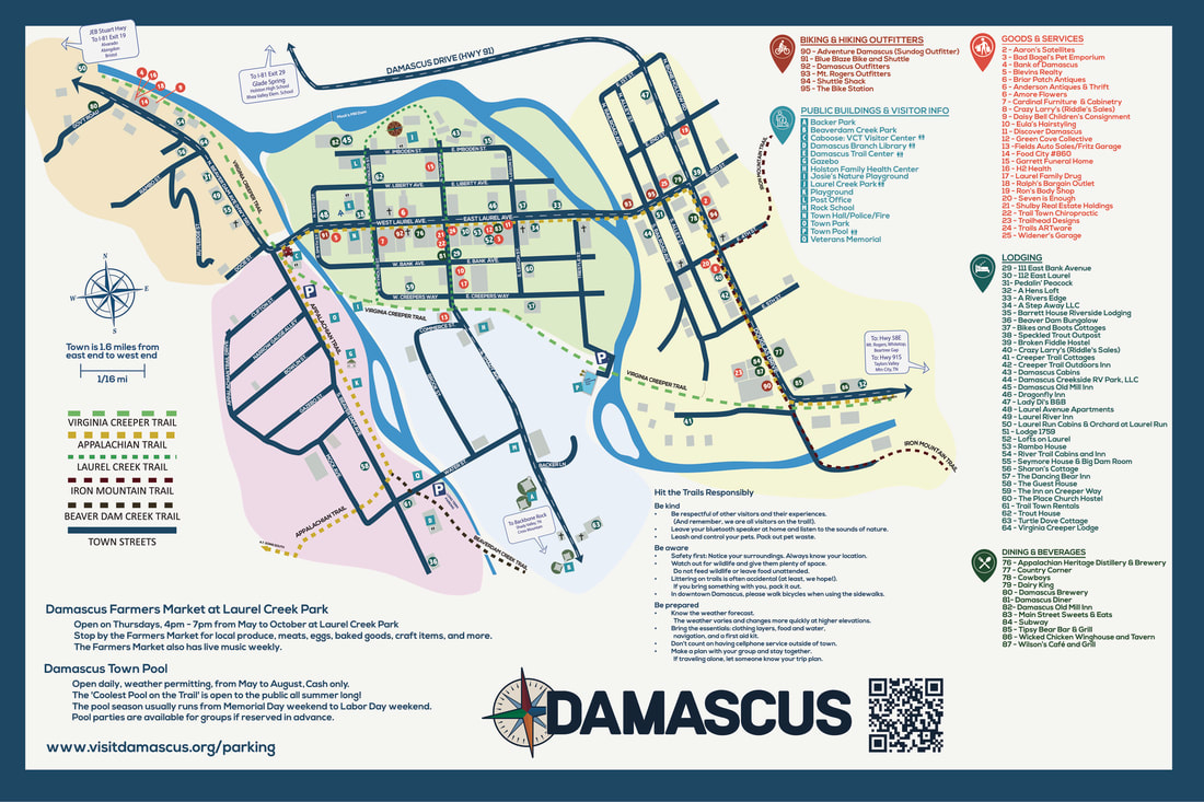 Map Of Downtown Damascus, Virginia - Visit Damascus, Va pertaining to Damascus Virginia on a Map