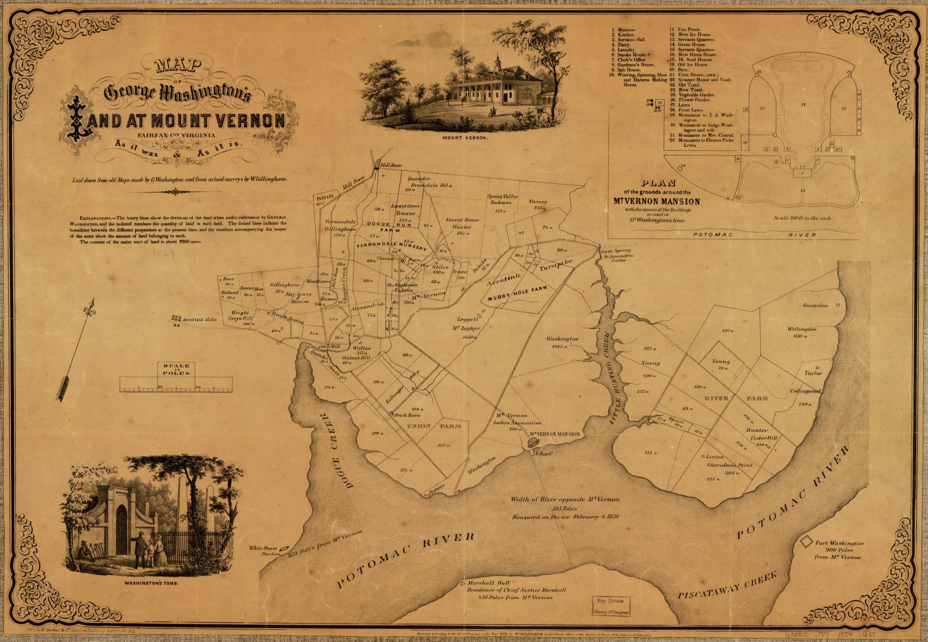 Map Of George Washington&amp;#039;S Land At Mount Vernon, Fairfax Coy throughout Map Of Mount Vernon Virginia
