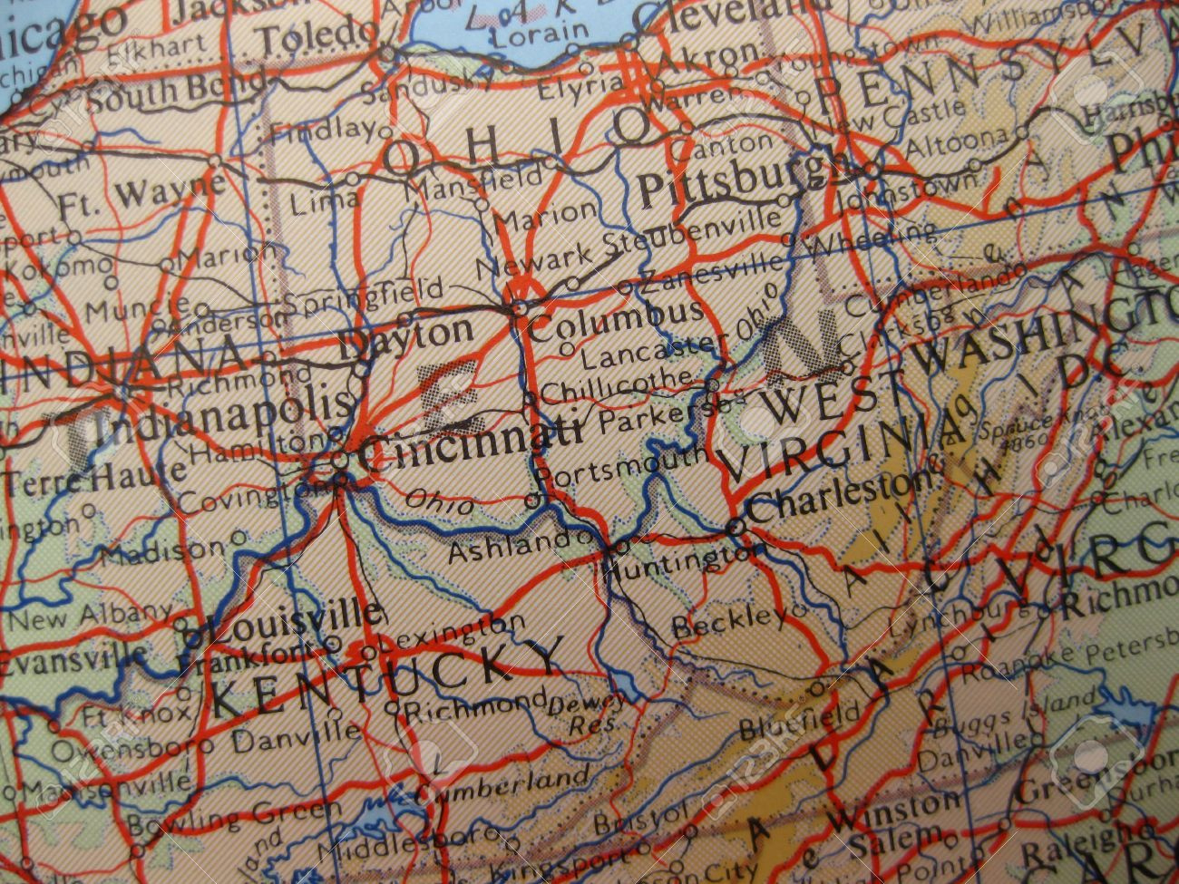 Map Of Kentucky, Ohio And West Virginia Stock Photo, Picture And for Map Of West Virginia And Kentucky Border