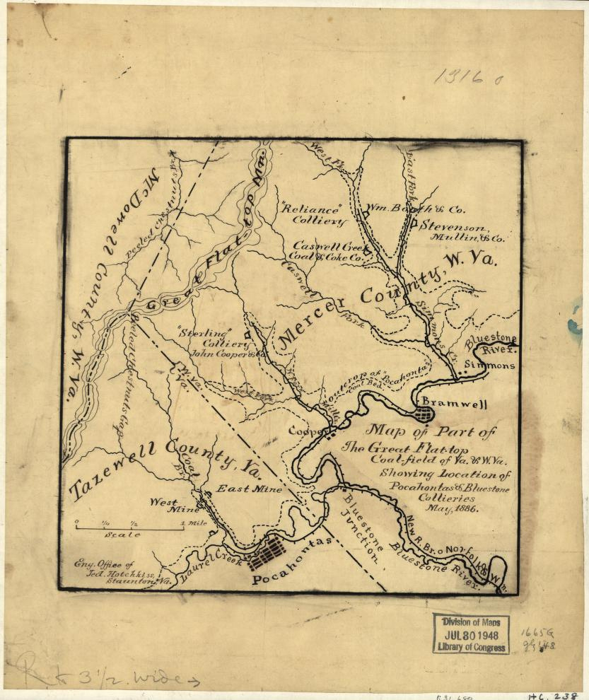 Map Of Part Of The Great Flat-Top Coal-Field Of Va. &amp;amp; W. Va within Coal Mines in West Virginia Map
