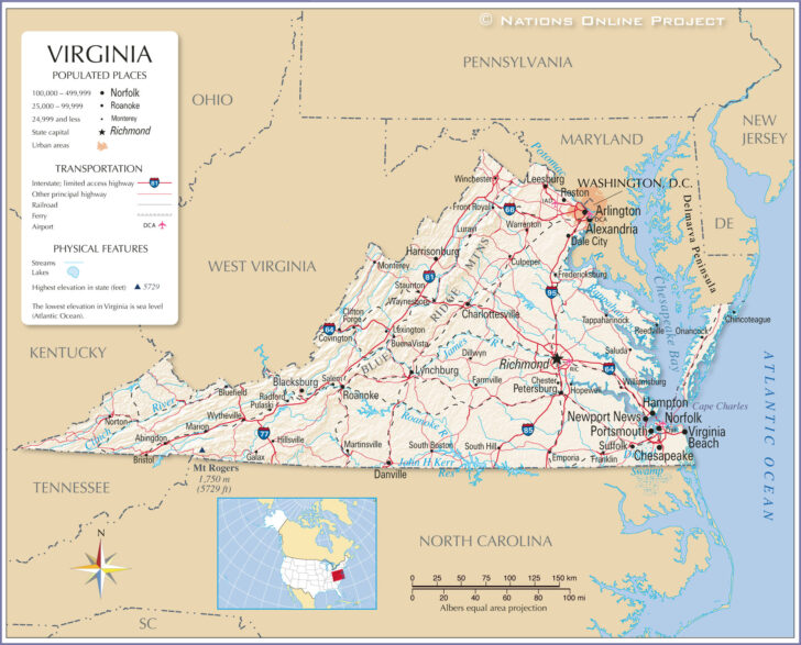 Map of Cities in Virginia