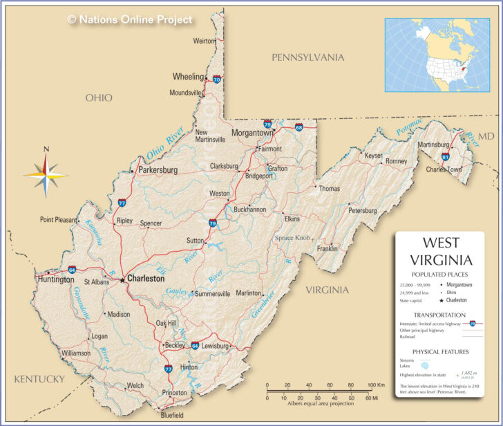 Morgantown West Virginia on a Map