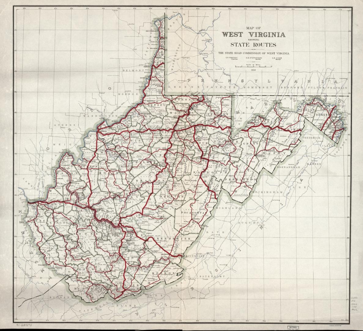 Map Of West Virginia Showing State Routes | Library Of Congress with regard to Detailed Road Map Of West Virginia