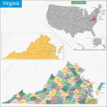 Mapa Del Estado De Virginia Diseñó En La Ilustración Con Los With Regard To Mapa Del Estado De Virginia
