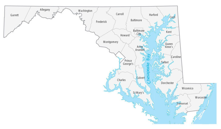 Maryland and Virginia County Map