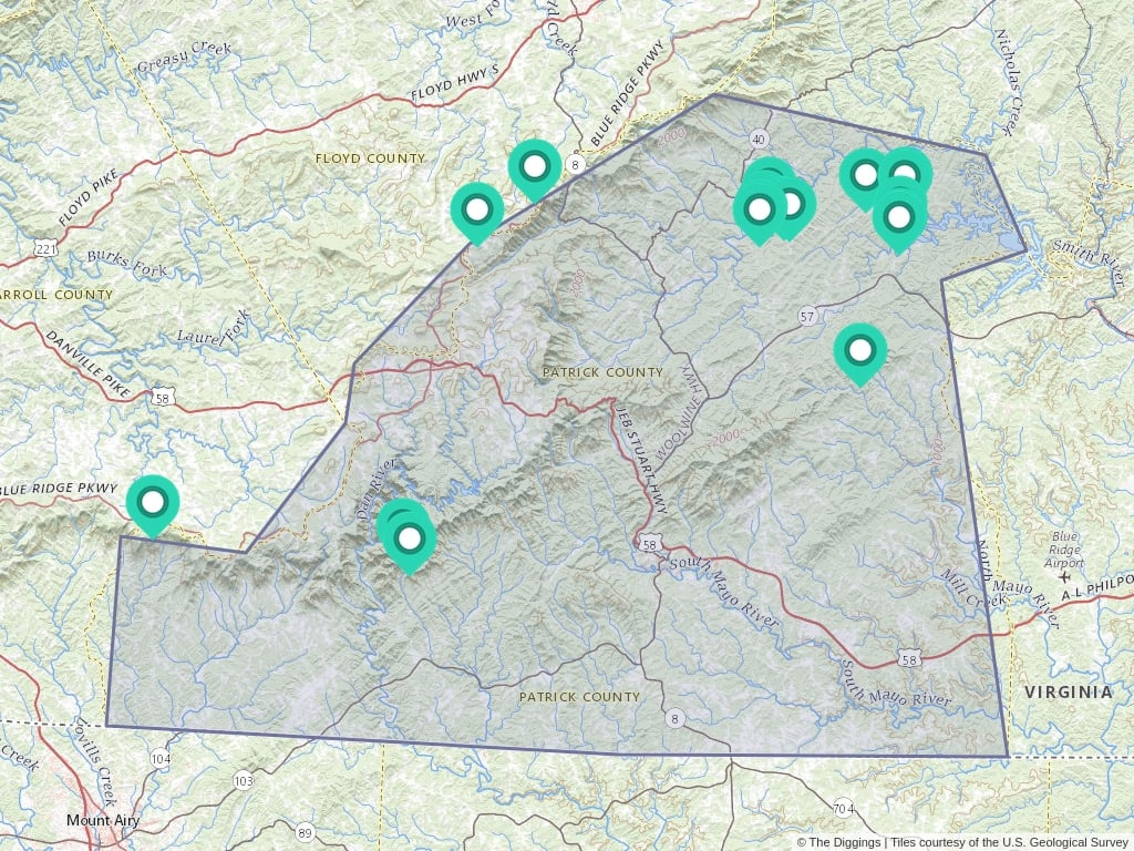 Mining In Patrick County, Virginia | The Diggings™ in Map of Patrick County Virginia