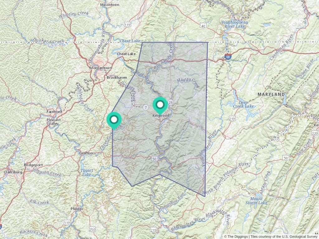Mining In Preston County, West Virginia | The Diggings™ regarding Preston County West Virginia Map
