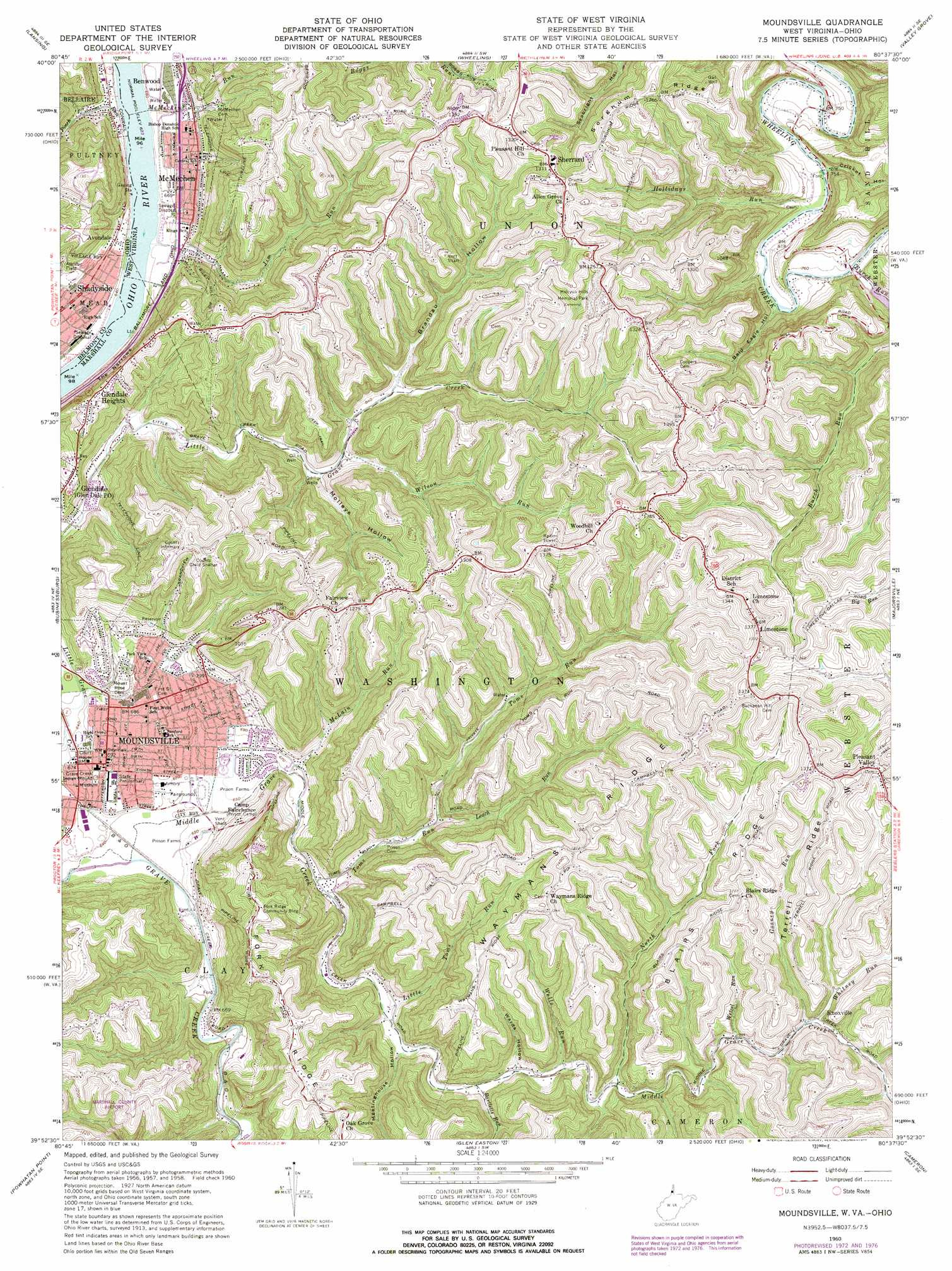 Moundsville Topographic Map 1:24,000 Scale, West Virginia within Map of Moundsville West Virginia