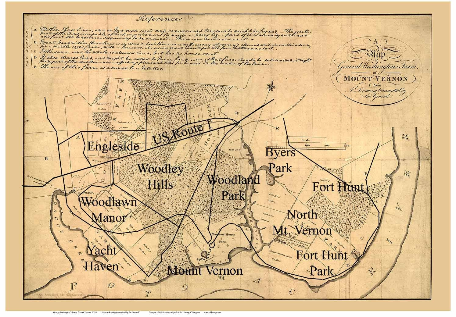 Mount Vernon, Virginia - 1801 - General Washington&amp;#039;S Farm - Old for Map Of Mount Vernon Virginia