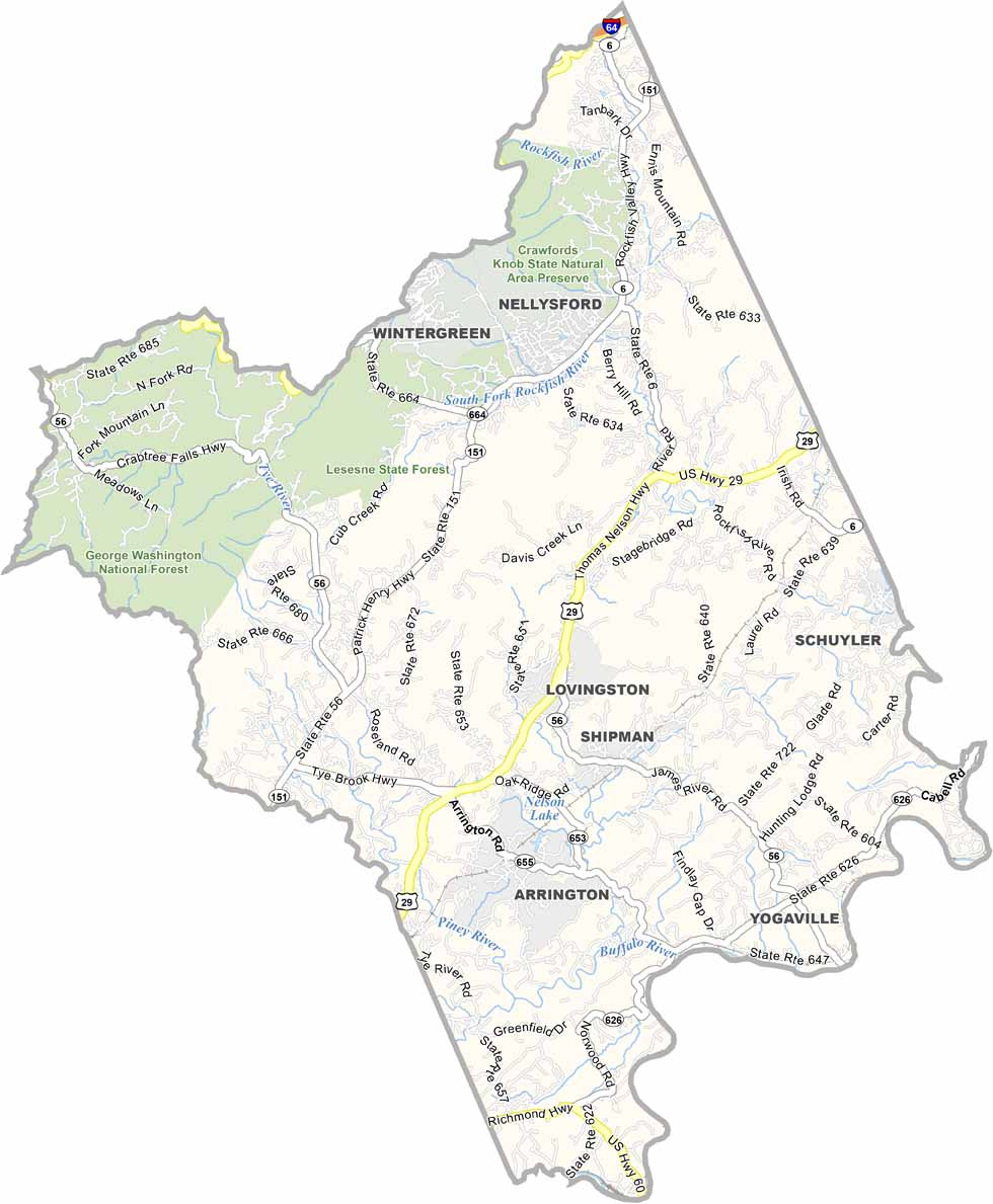 Nelson County Map, Virginia - Us County Maps with Map of Nelson County Virginia