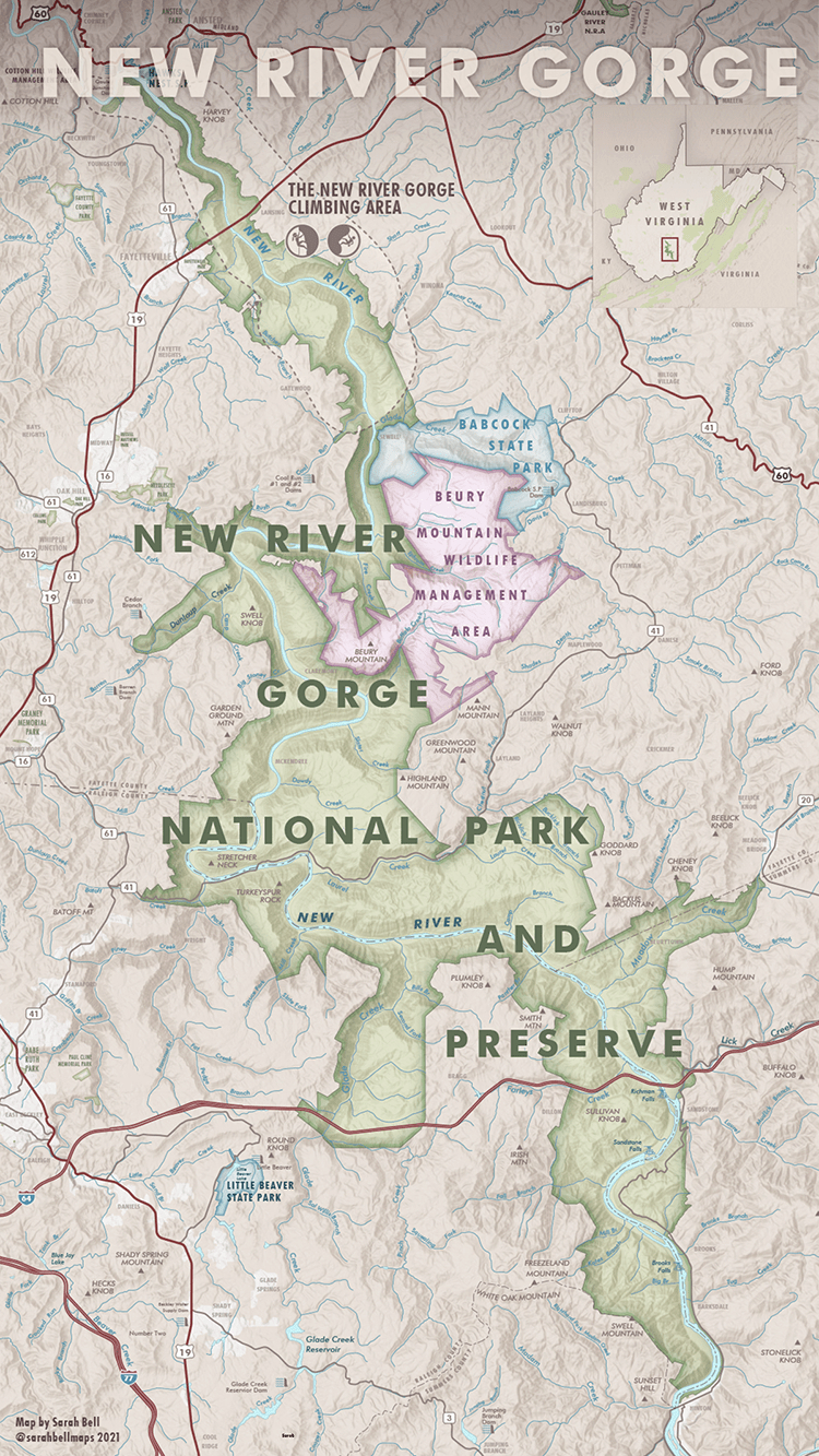 New River Gorge National Park Map :: Behance with New River West Virginia Map