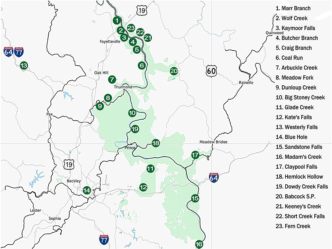 New River - West Virginia Waterfalls inside Waterfalls in West Virginia Map