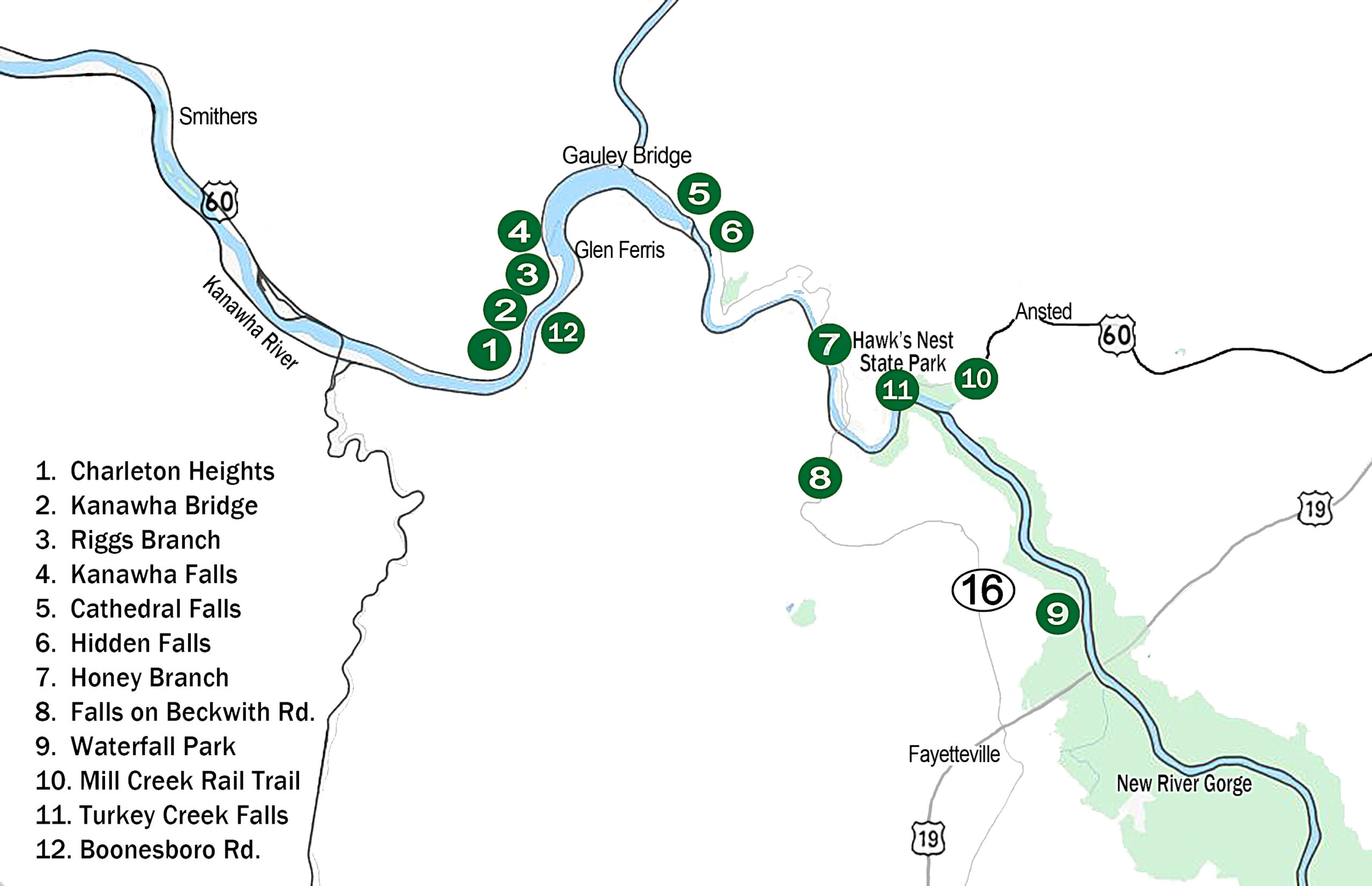 New River - West Virginia Waterfalls regarding Waterfalls in West Virginia Map