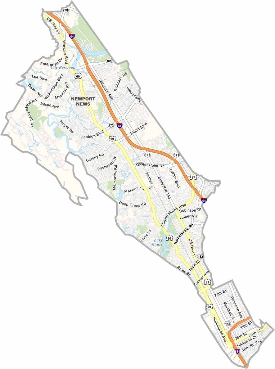 Newport News City Map, Virginia - Us County Maps pertaining to Map Of Virginia Newport News