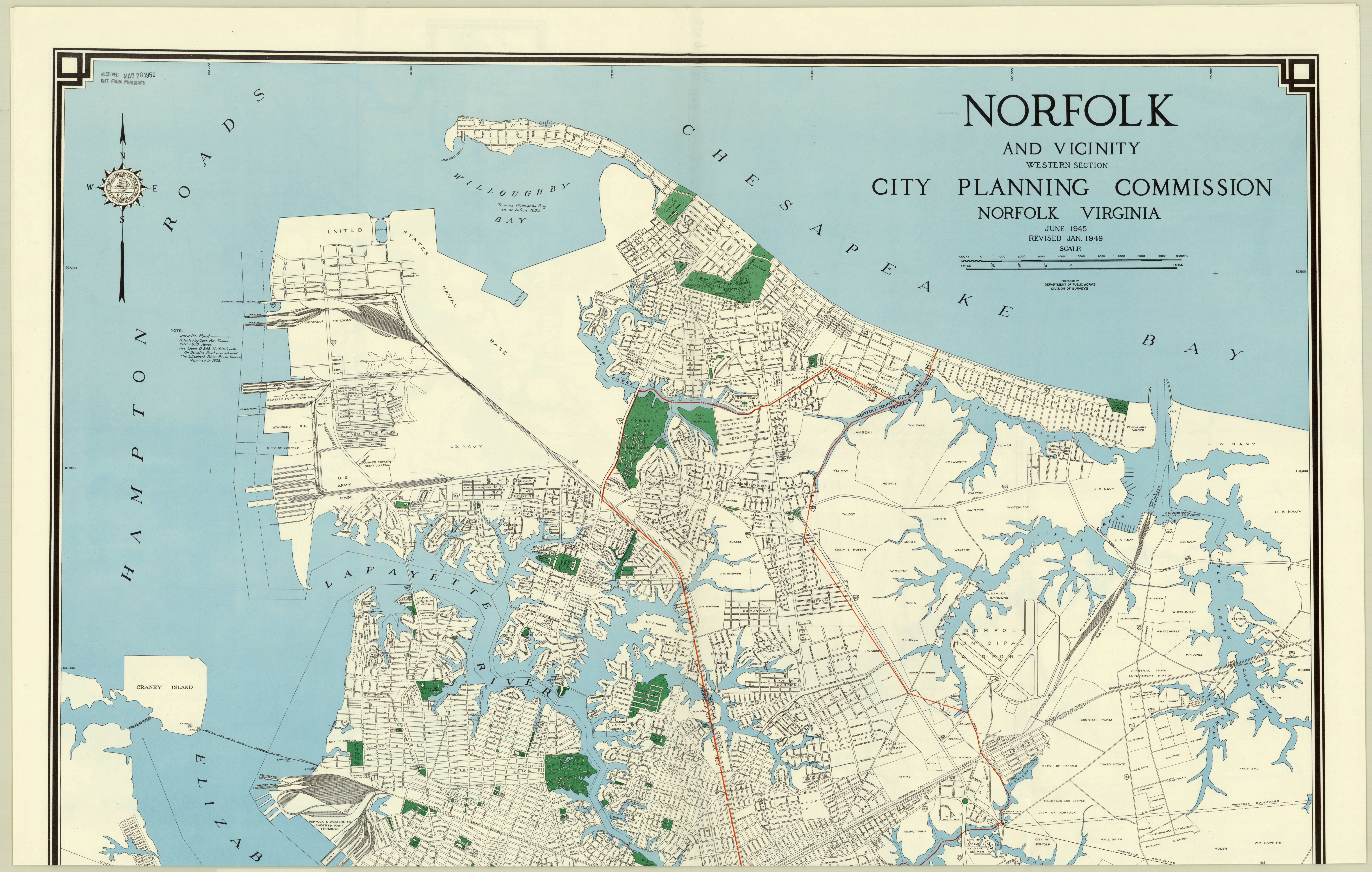 Norfolk And Vicinity, Western Section : June 1945 / Prepared in Norfolk Virginia on a Map
