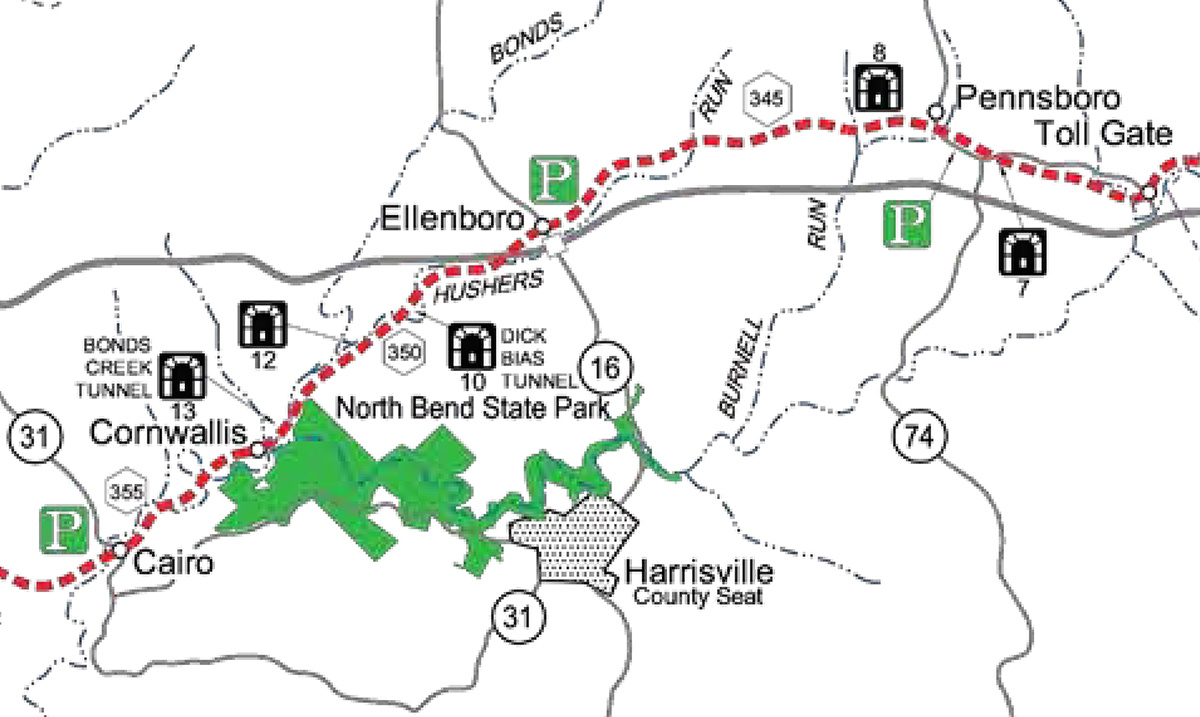 North Bend Rail Trail — Cairo, Wv To Ellenboro, Wv intended for West Virginia Rail Trails Map