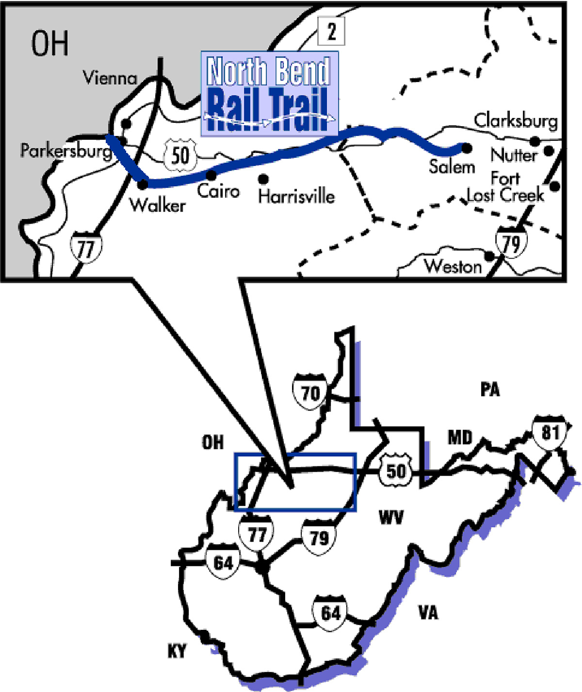 North Bend Rail Trail — Salem, Wv To West Union, Wv with regard to West Virginia Rail Trails Map