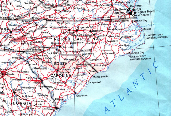Virginia North Carolina Road Map