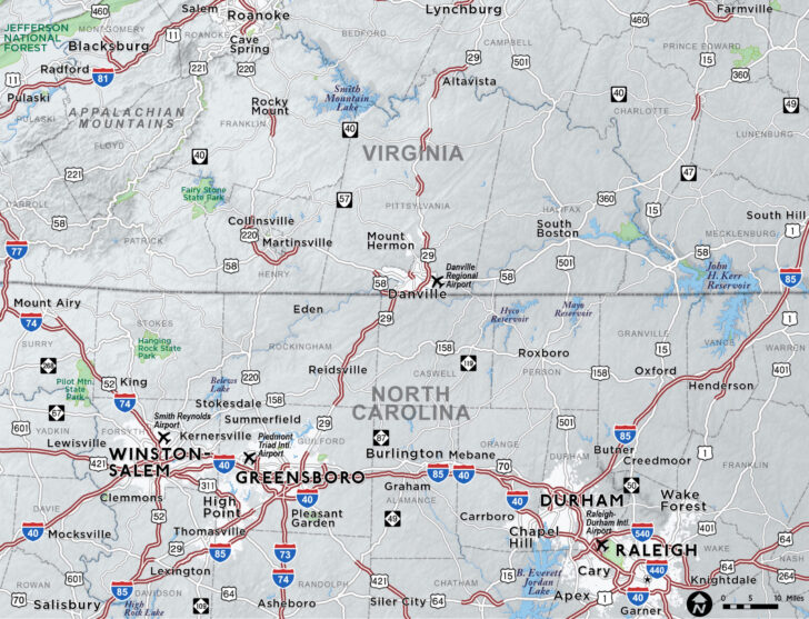 Map North Carolina and Virginia